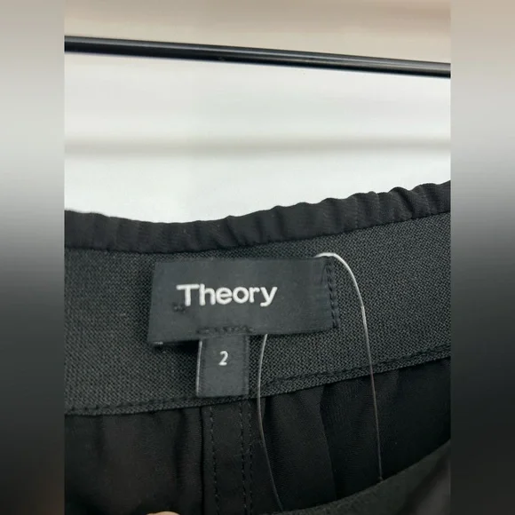 Theory Northsound Crepe Drapey Black High Rise Pull On Lightweight Pants Size 2 - Picture 3 of 7